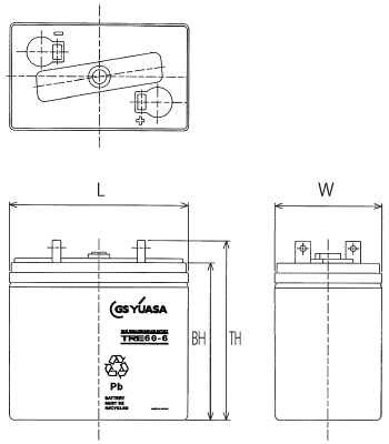 TREシリーズ 蓄電池外形図